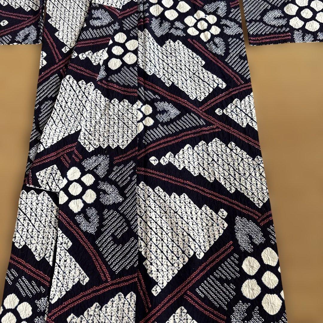 有松しぼり大胆かつ繊細な細かい絞り浴衣未使用品手縫い綿100%