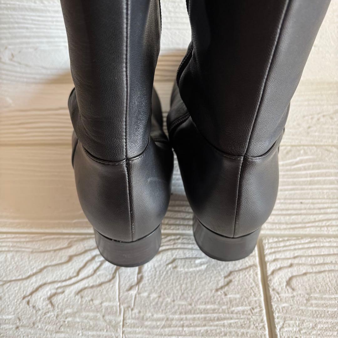 B lounge☆イタリア製ファー付きニーハイレザーブーツ　本革　ポカポカ　極暖