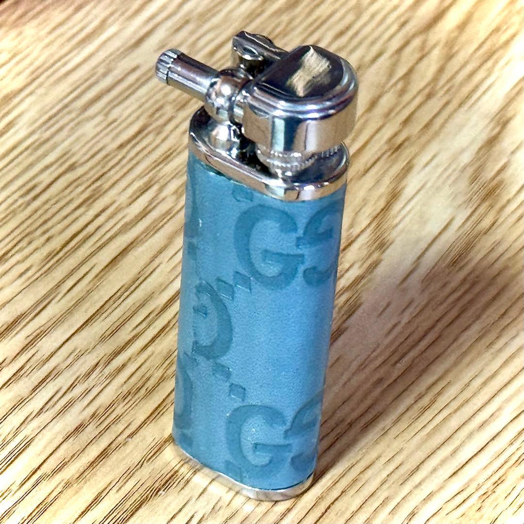 I*i様 GUCCI ／ グッチシマレザー ハンマーヘッドガスライター ブルー