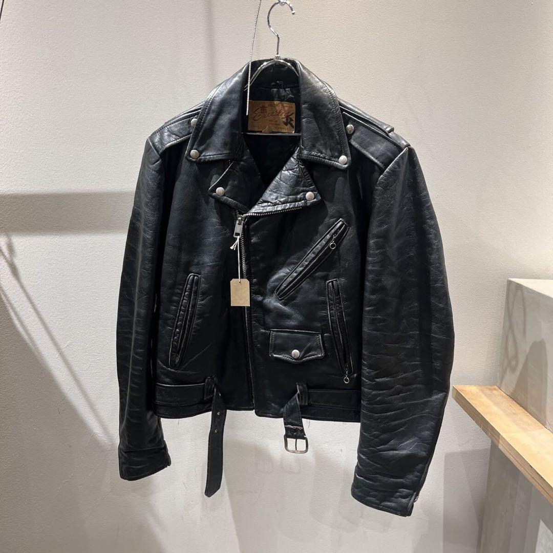 50〜60s レザーライダースジャケット ダブル USA製 SERVALジップ