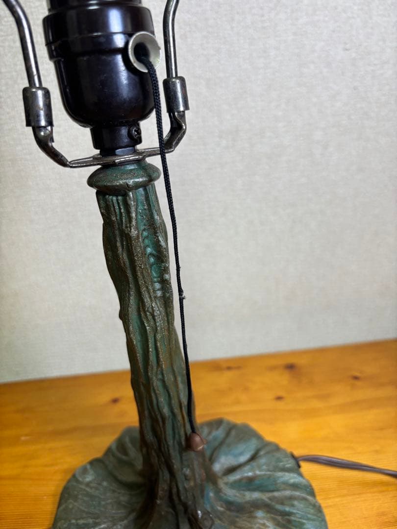 細密ステンドグラス テーブルランプ 藤棚 ブルー系　 アンティーク昭和レトロ