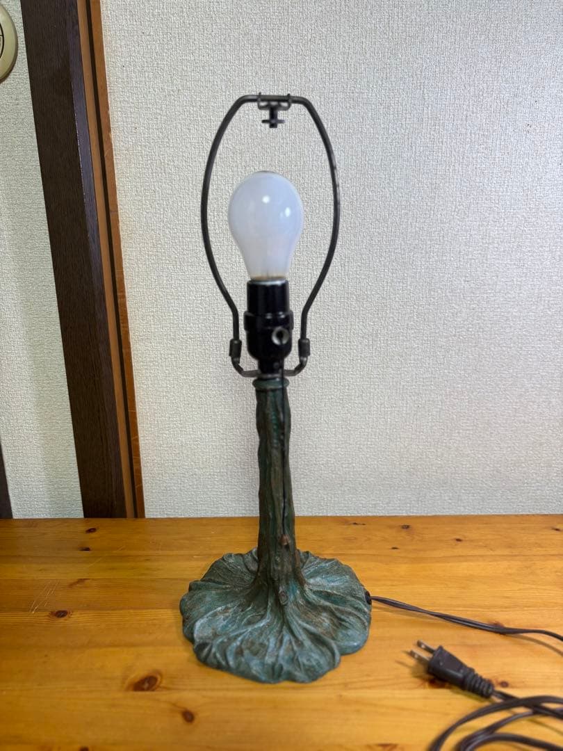 細密ステンドグラス テーブルランプ 藤棚 ブルー系　 アンティーク昭和レトロ