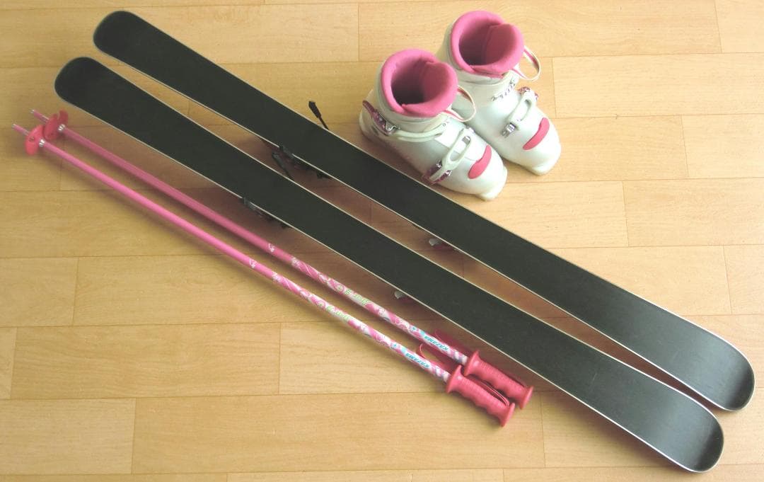 ■■送料無料■KAZAMA■子供用スキーフルセット■板116靴22■WAX済■■