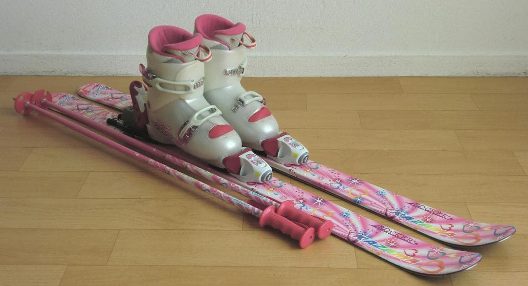 ■■送料無料■KAZAMA■子供用スキーフルセット■板116靴22■WAX済■■