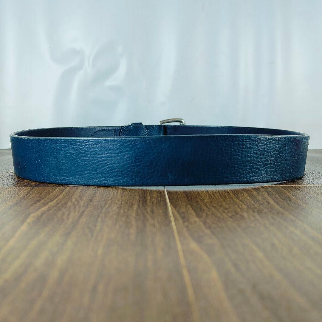 【極厚シボ革正規品】POLO RALPH LAUREN 高級ネイビードレスベルト