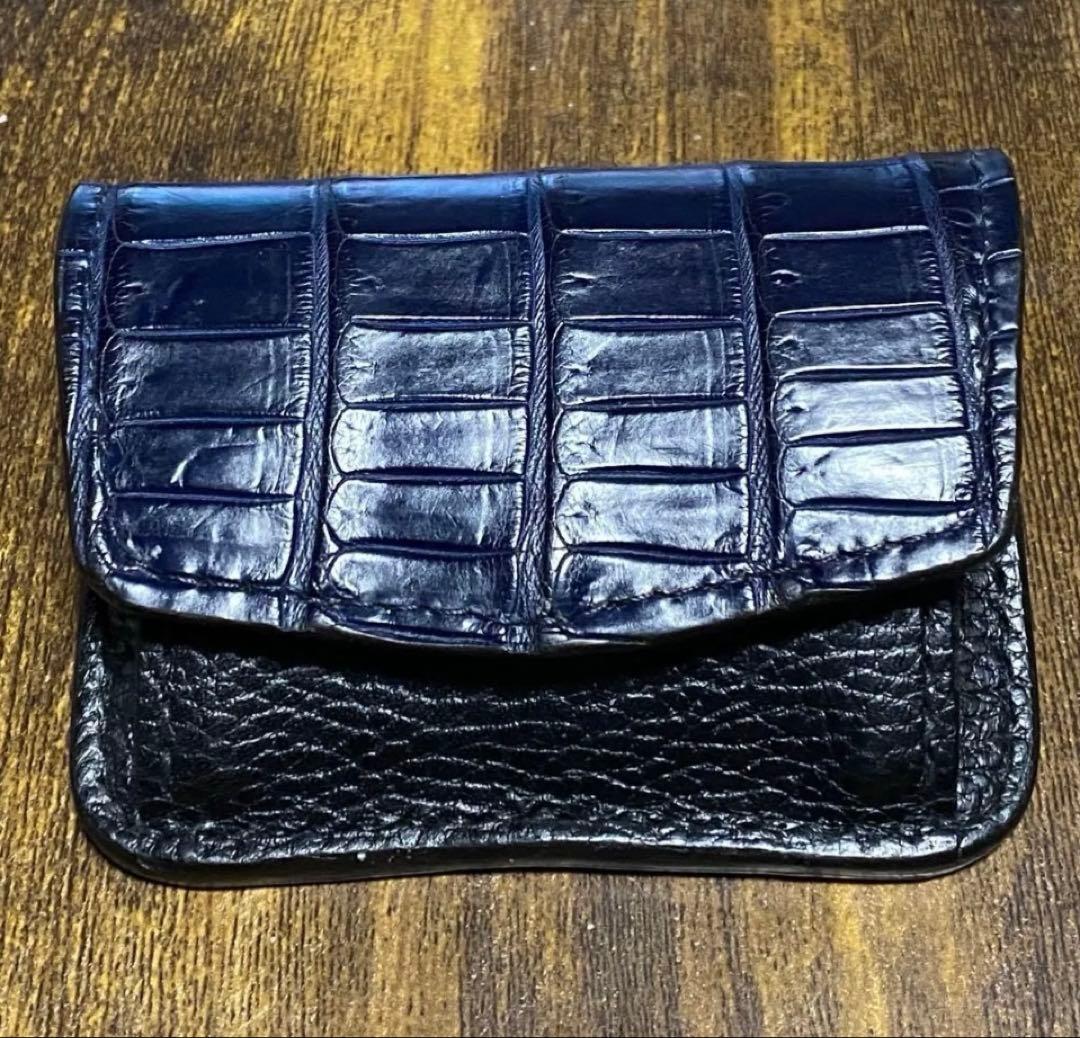 超美品　クロコダイル（テール） ケース　ネイビー