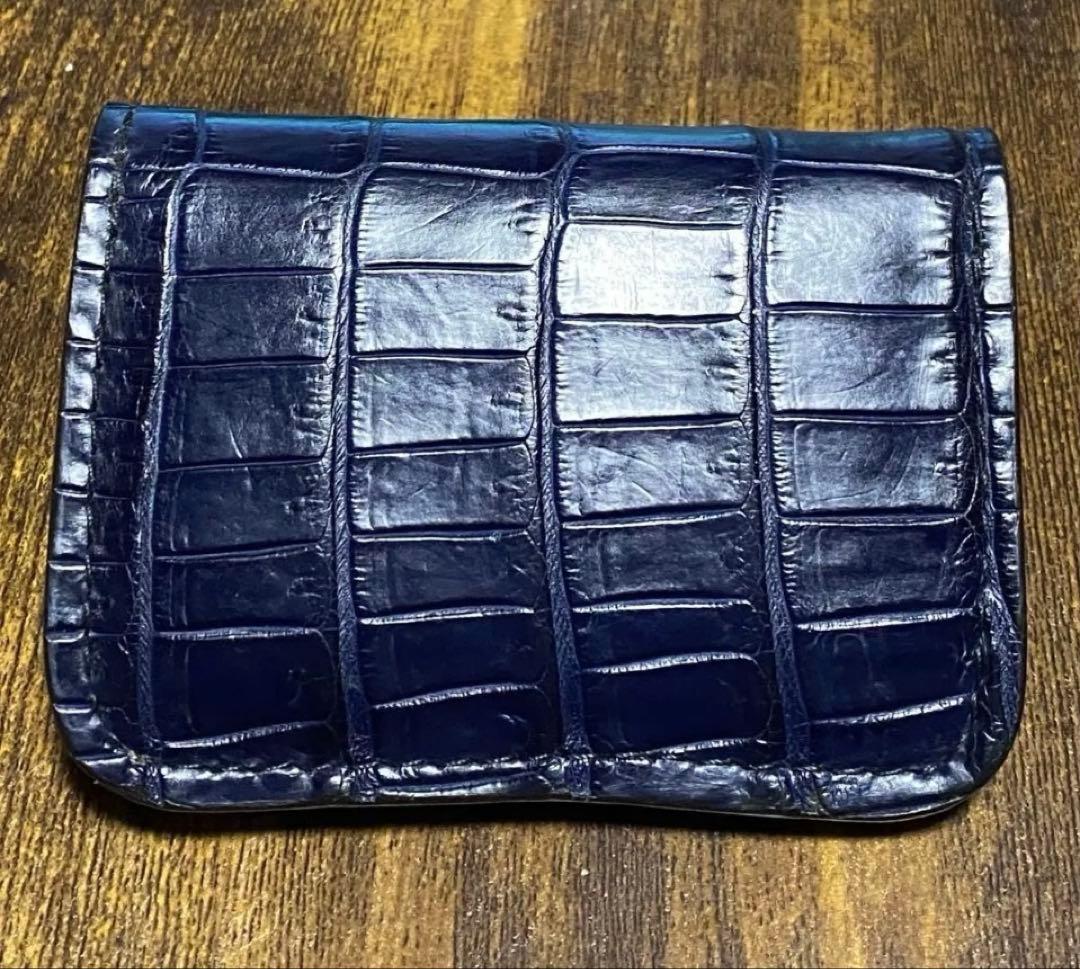 超美品　クロコダイル（テール） ケース　ネイビー