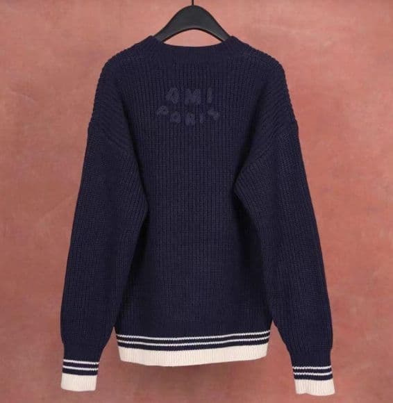 新品 AMI PARIS セーター Vネックニット ネイビー M
