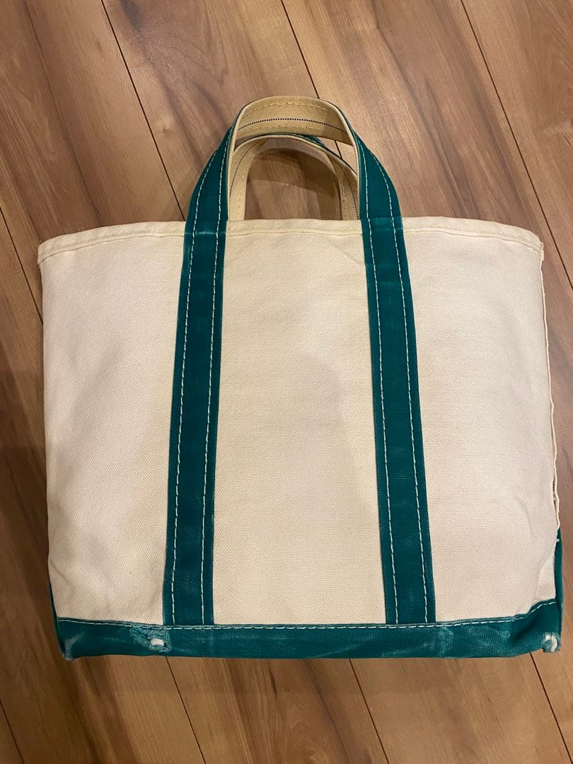 80s エルエルビーン　トートバッグ　2色タグ　グリーン　M 襤褸
