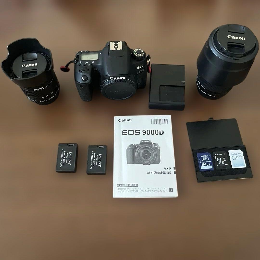Canon EOS 9000D 一眼レフカメラ レンズ2本セット箱付き