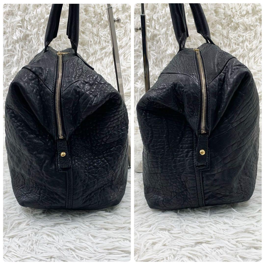 【✨希少✨】サンローラン ボストンバッグ クロコ型押し レザー ブラック