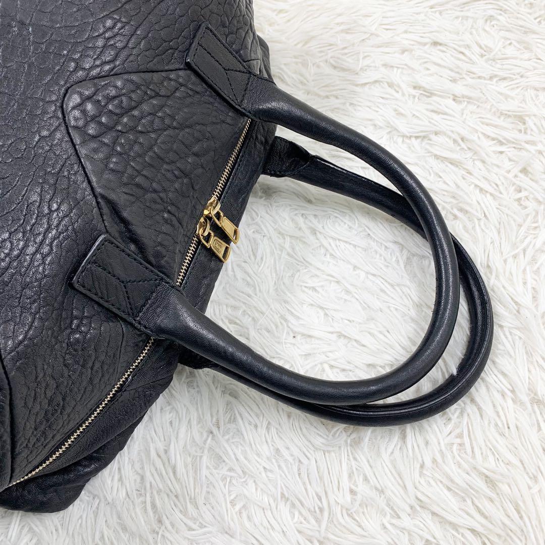 【✨希少✨】サンローラン ボストンバッグ クロコ型押し レザー ブラック