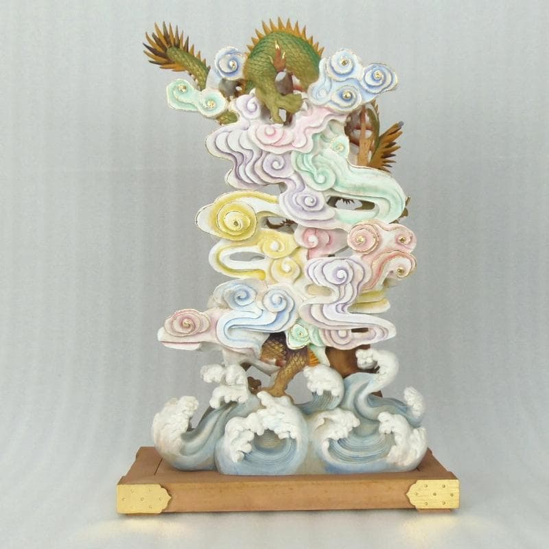 KOPANDA　◆双龍彫り 楠材 淡彩色仕様◆縁起物