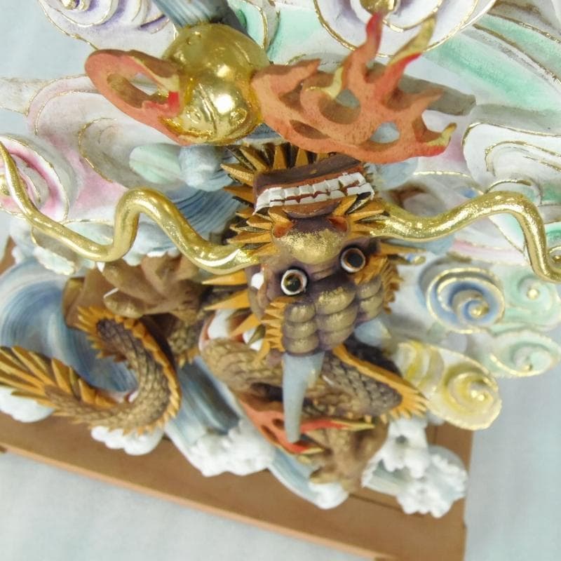 KOPANDA　◆双龍彫り 楠材 淡彩色仕様◆縁起物