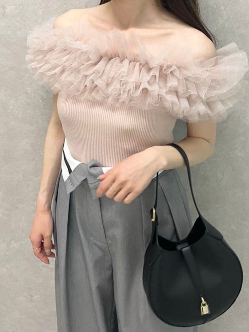 SNIDEL / ボリュームチュールドッキングニットプルオーバー