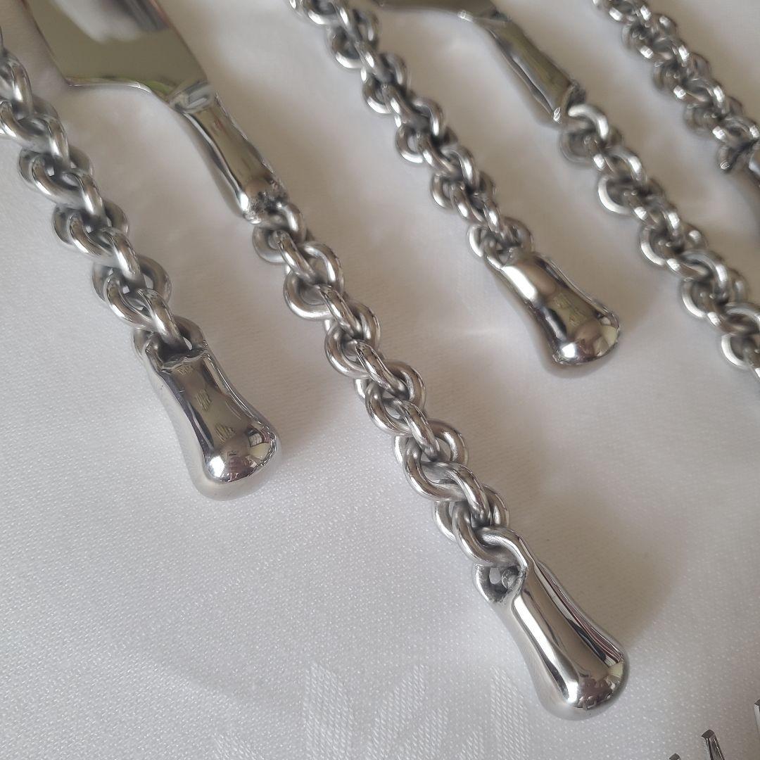 [美品]ステンレススチール シルバー カトラリーセット5種類×6本