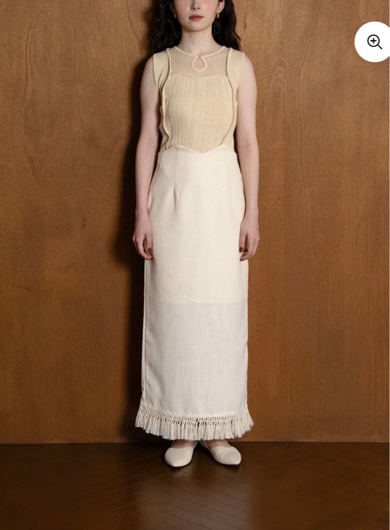 euw ○ wave design knit tank-top / ivory