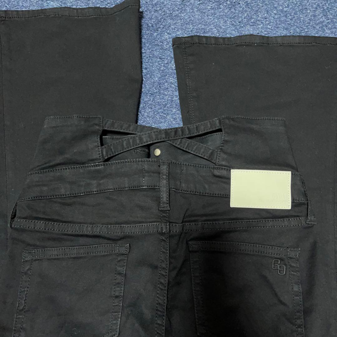 【GYDA】ハイウエストBACKクロスフレアパンツ S