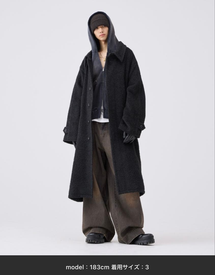 soerte ウールブレンドシャギーオーバーコート