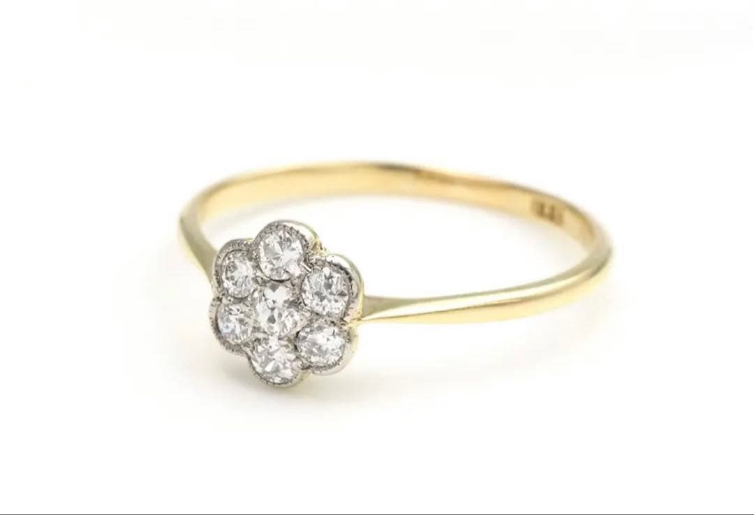 レ*ス様 【定価10万】花形ダイヤモンドリング クラスターリング　18K