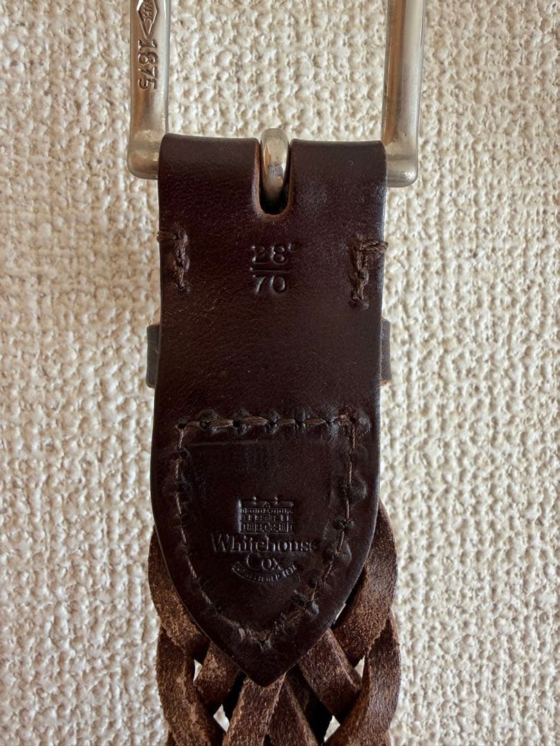ホワイトハウスコックス　レザーメッシュベルト　P1127 ダークブラウン