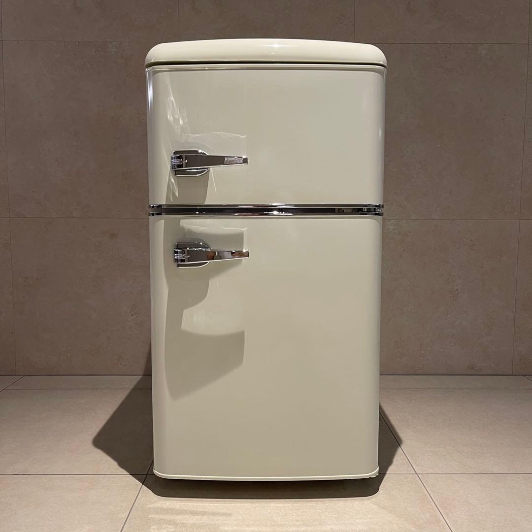 アイリスオーヤマ レトロ風 冷凍冷蔵庫 81L PRR-082D-W2022年製