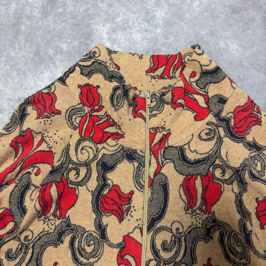 BernhardWillhelm ジップアップ ニットブルゾン総柄　ユニセックス