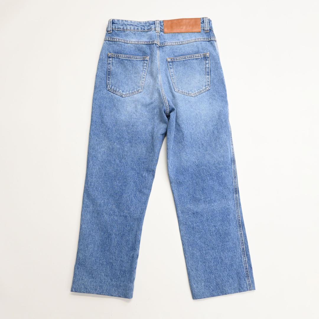 ■ 48147★ LOEWE ロエベ ジーンズ レザーパッチ ストレートデニム*