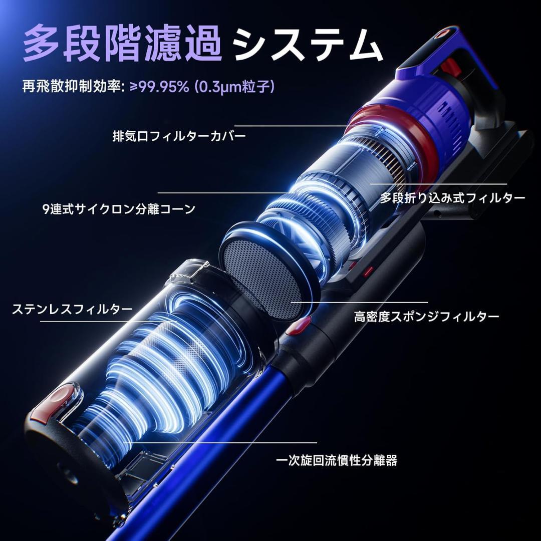 掃除機 コードレス　強力吸引　自立式 軽量 スティック クリーナー ハンディ