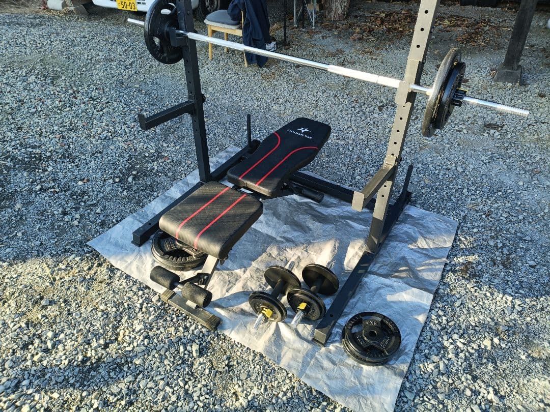 ラック型 懸垂マシン　アイアンバーベルダンベル98KGセット　トレーニングベンチ