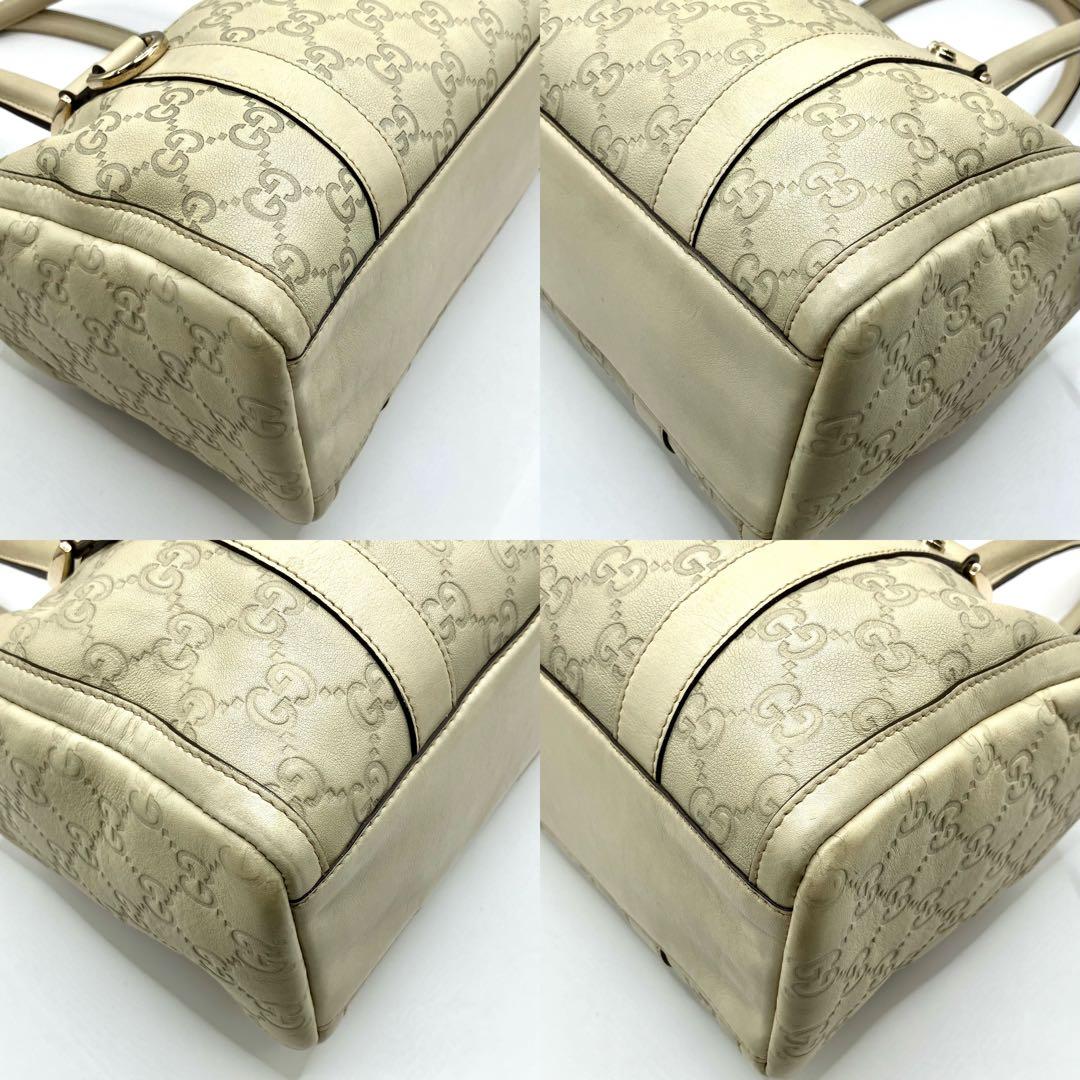 GUCCI グッチ ミニボストンバッグ ハンドバッグ グッチシマ アイボリー