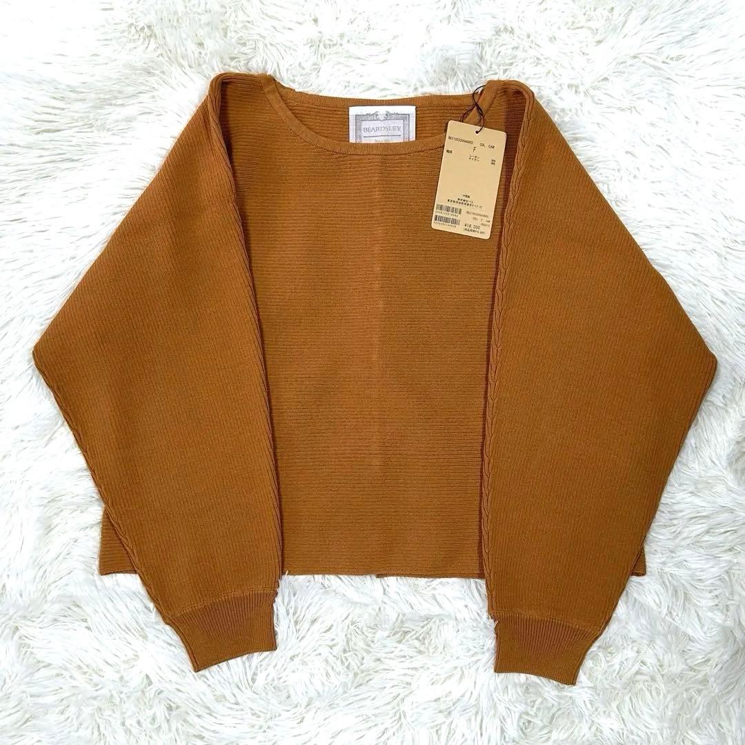 新品タグ付き　ビアズリー BEARDSLEY 後ろパールニット　キャメル
