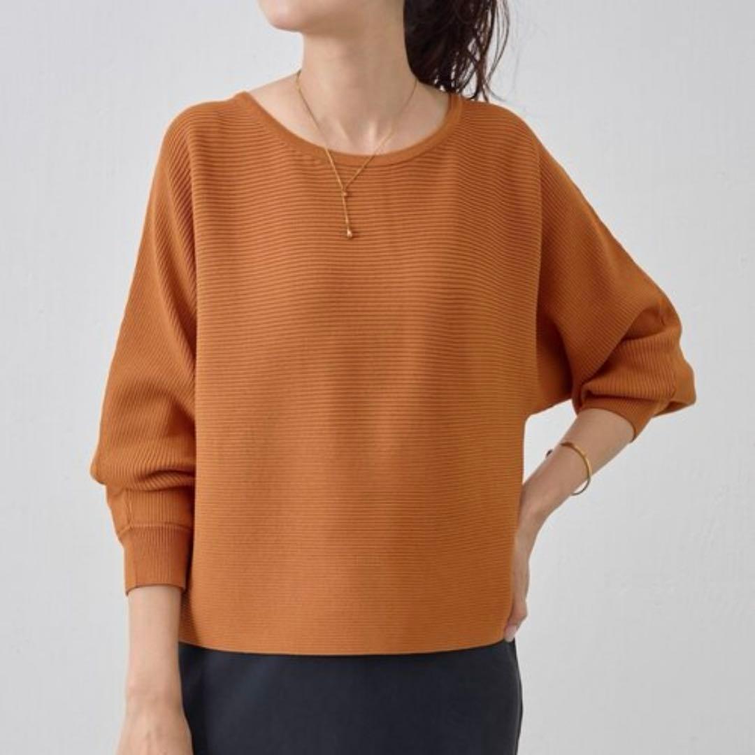 新品タグ付き　ビアズリー BEARDSLEY 後ろパールニット　キャメル