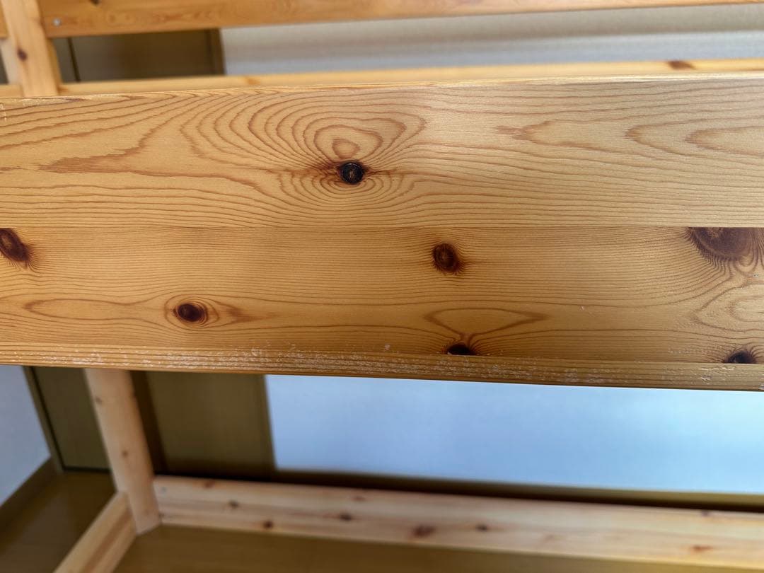 栃木県 無印良品 パイン材 ミドルベット 木製ロフトベッド 階段付