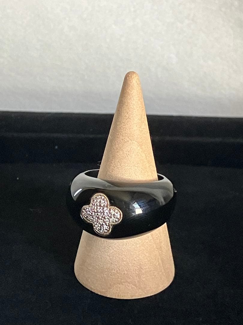 おまとめ★K18YG天然ブラックオニキス&ダイヤモンドリング＋K18ネックレス