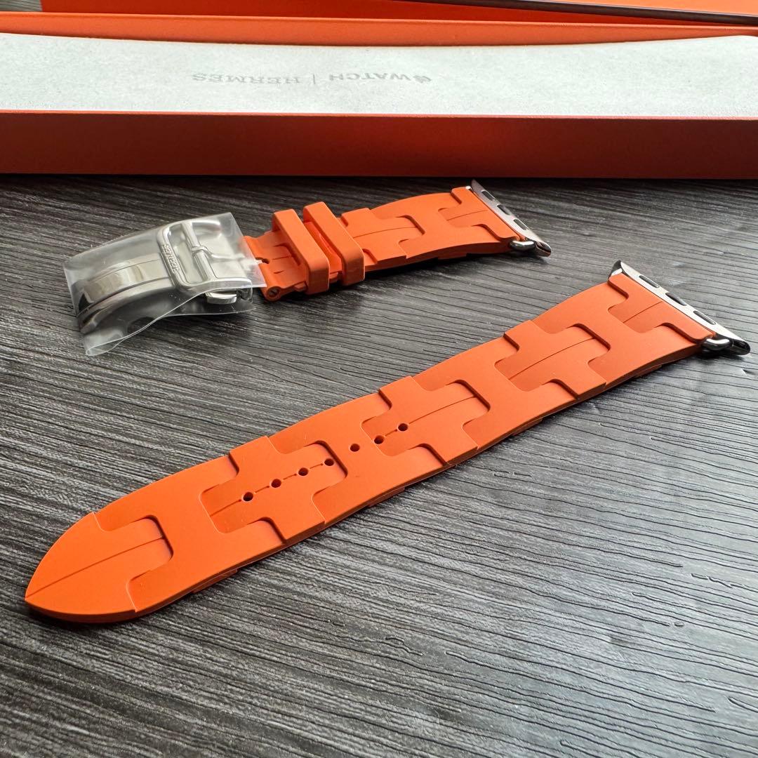 2848 ほぼ未使用　Apple Watch エルメス　オレンジ　キリム　ラバー