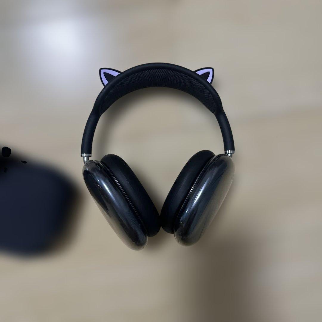 猫になりたいairpods max ワイヤレスヘッドホン ブラック猫耳はずせる