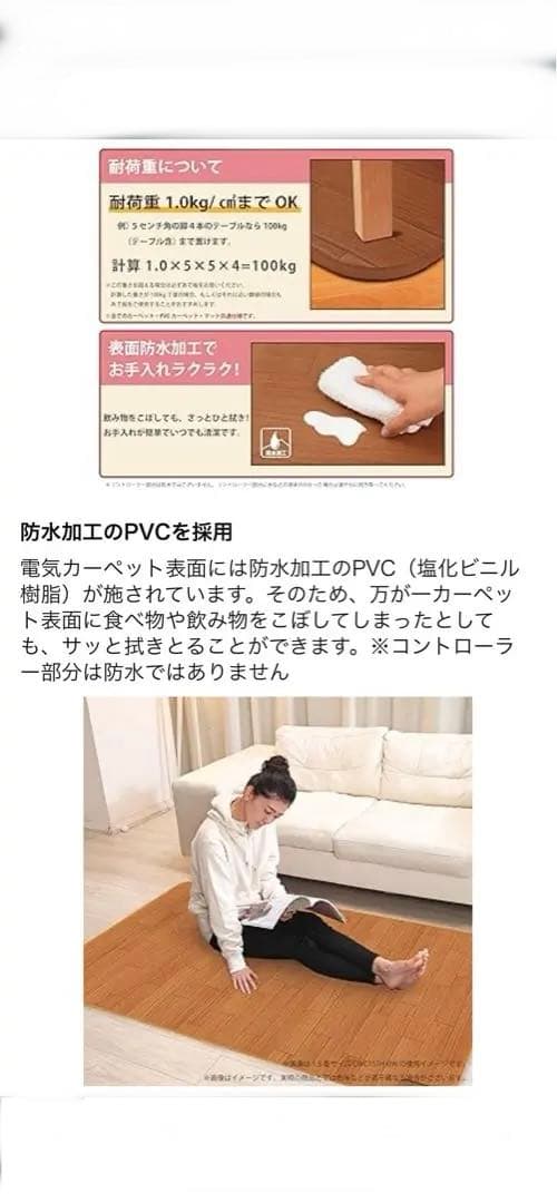 （KODEN) ホットカーペット 1畳 防水 キッチン対応 CWC101H-BW