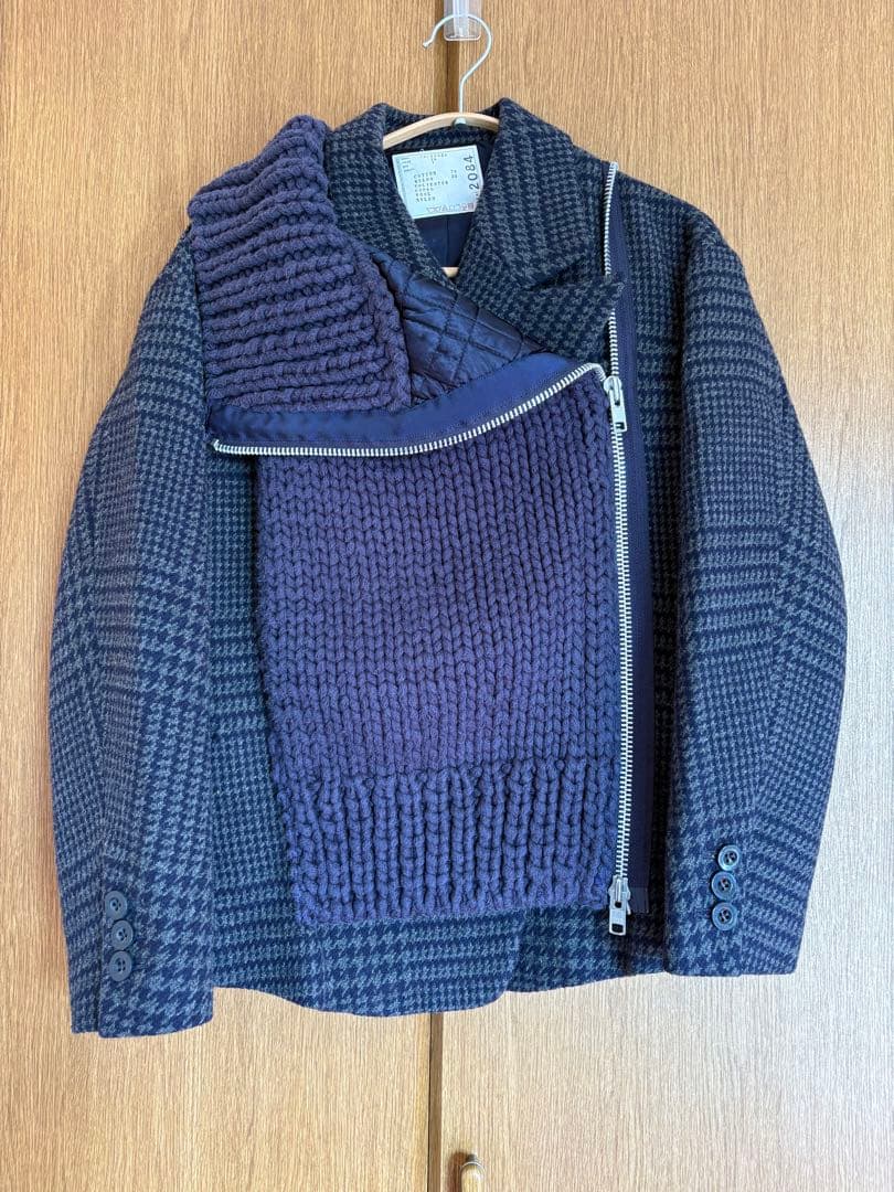 sacai サカイ ウールメルトン ニットドッキング ジャケットコート
