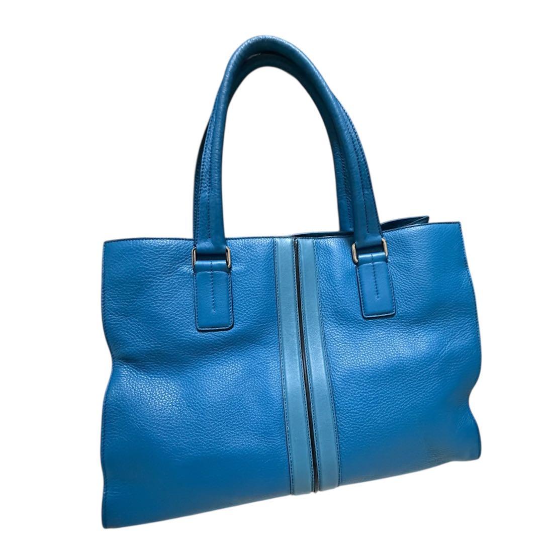 TOD’S トッズ メンズ トートバッグ ブルー レザー 本革 イタリア 大容量