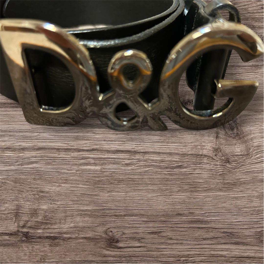 D&G ブラック ベルト ロゴバックル