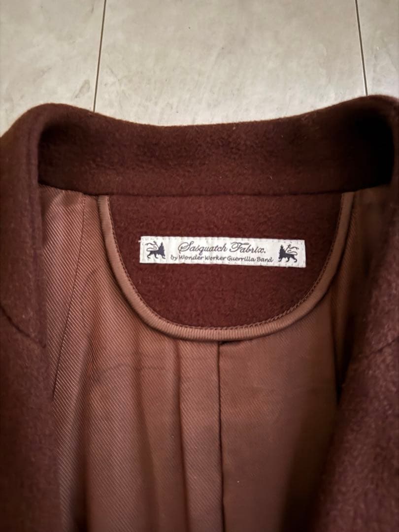 サスクワッチファブリックス ブラウン ロングコート コクーンシルエット