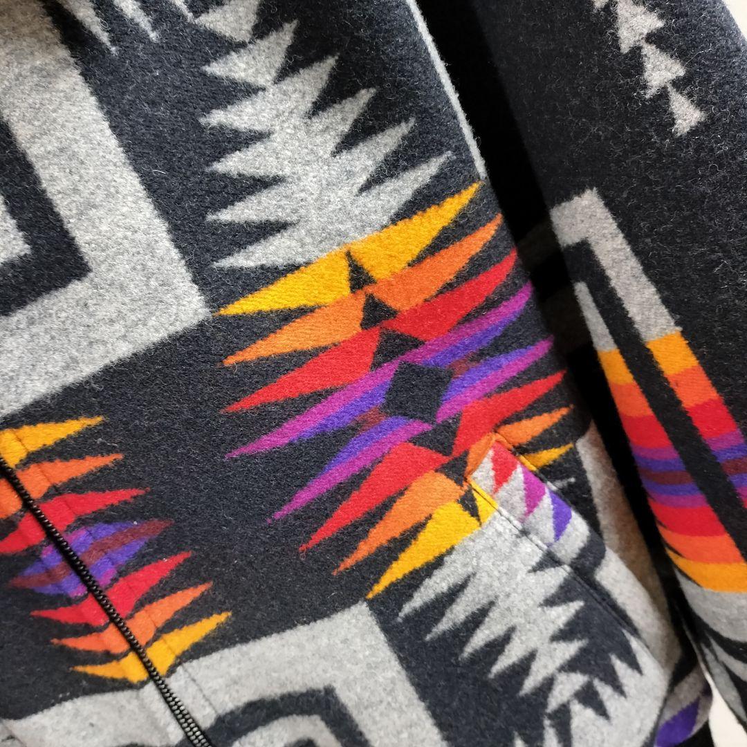 70〜80s ハイネック ネイティブ チマヨ ウール ジップ ラグジャケット M