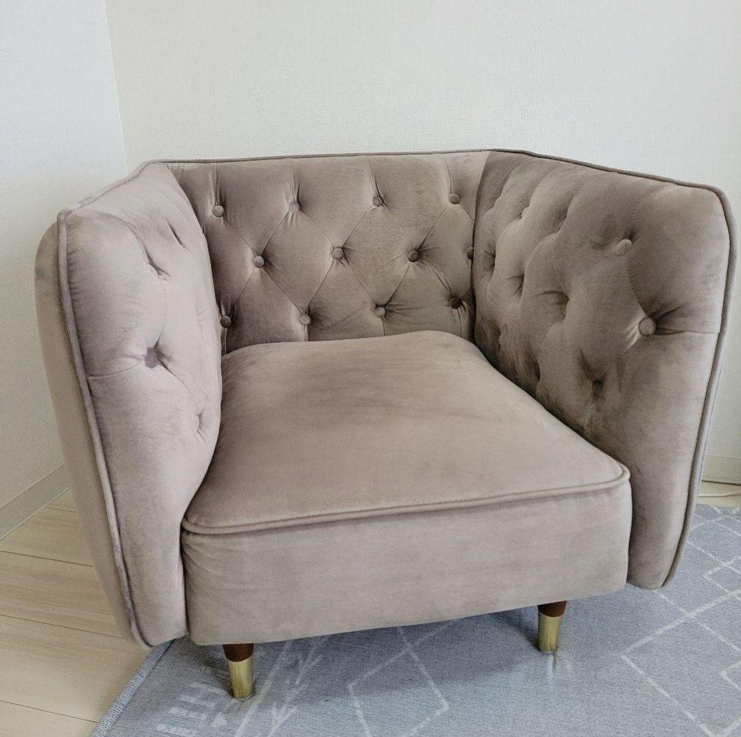 Goodさま専用【美品】 1人掛けソファ ベルベット グレー