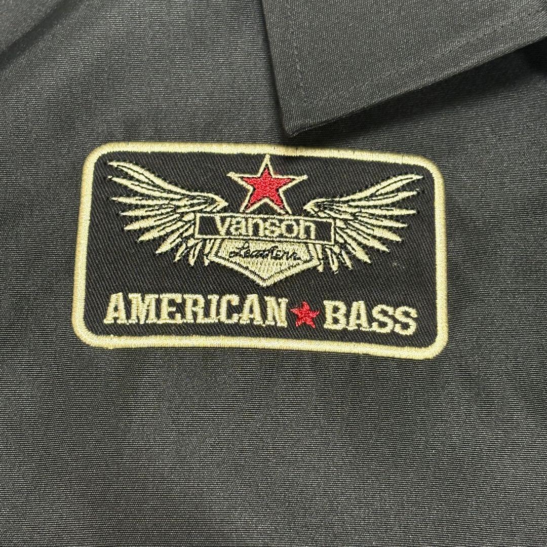 VANSON × AMERICAN BASS ナイロン コーチジャケット 黒