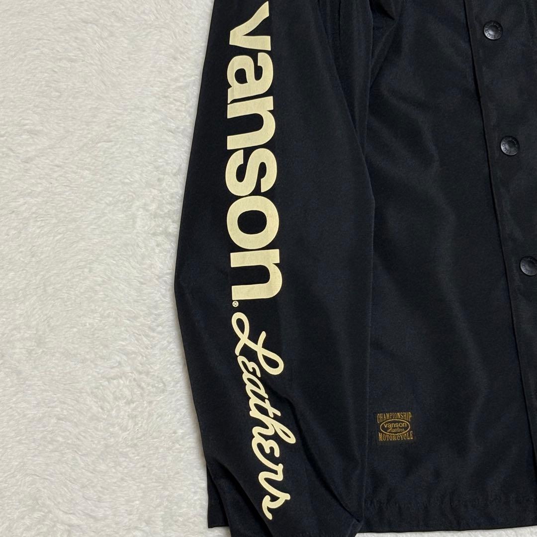 VANSON × AMERICAN BASS ナイロン コーチジャケット 黒
