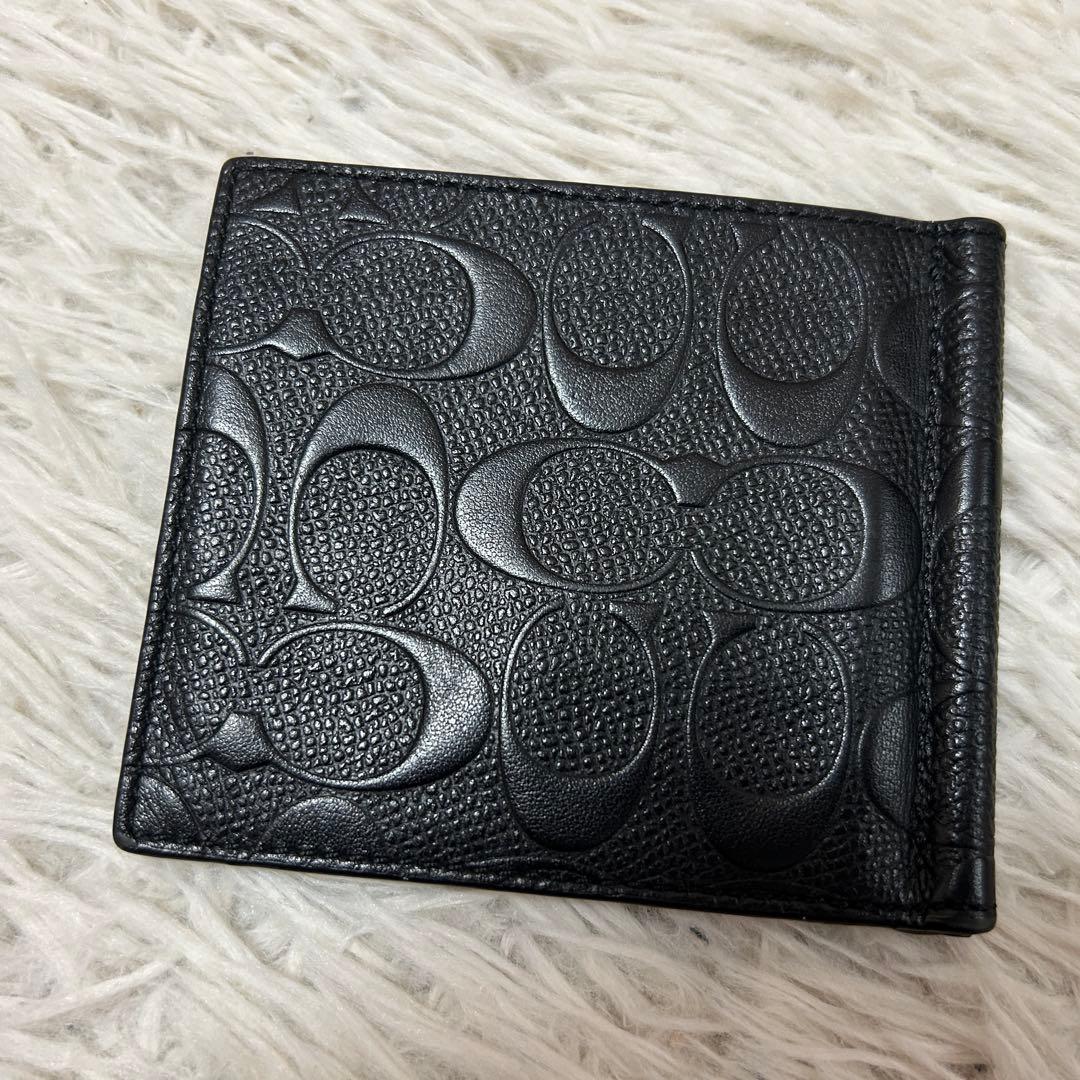 ⭐️極美品⭐️コーチ マネークリップ エンボス シグネチャー 二つ折り カードケース
