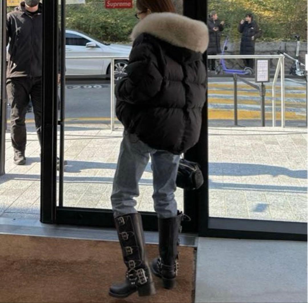 ok.soonファー付き黒ダウンジャケット