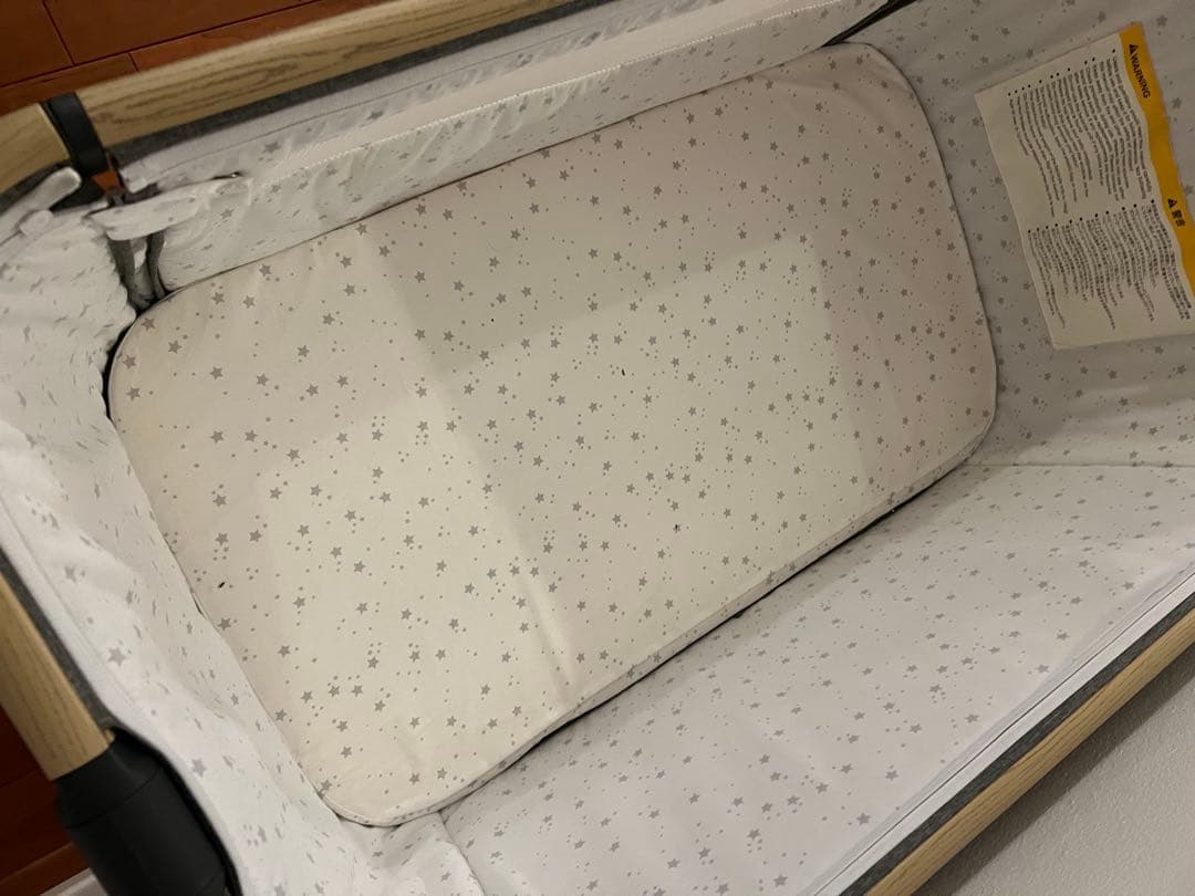 ベビーベッド グレー 蚊帳付き