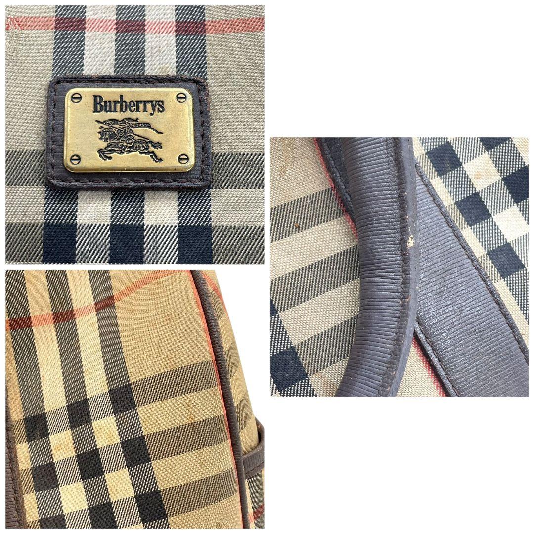 バーバリーズ　ボストンバッグ　茶　ノバチェック　シャドーホース　自立可　s92